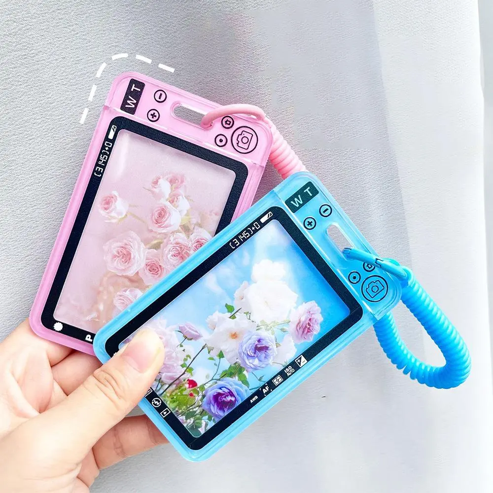 Acrylic Photocard Holder INS Transparent Photo Card Holder with Keychain Plug-in Idol Student ID Card Bus Card Protective Case