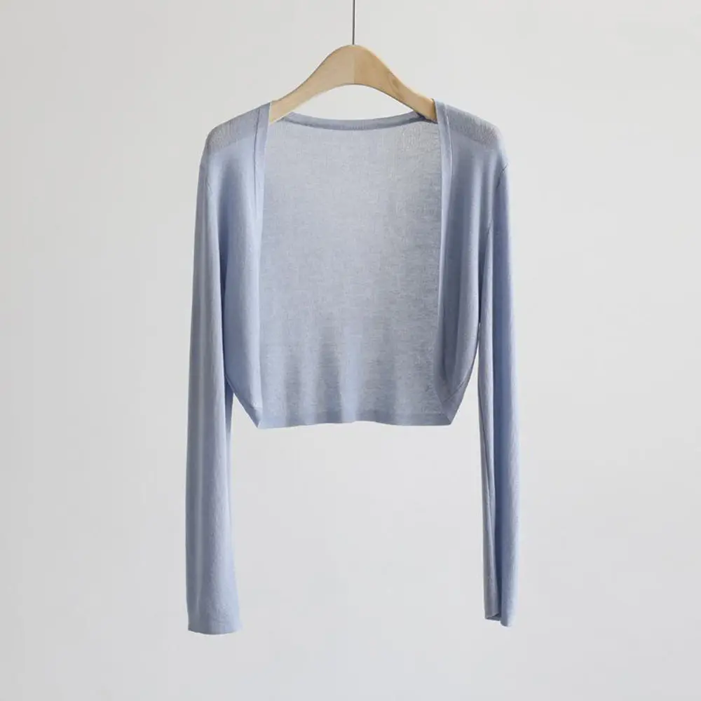 Ice Silk Sun Protection Cover Ups Women Long Sleeve Knitted Shawl Thin Summer Relax Cardigan Cape Outerwear Shirt Loose Freesize