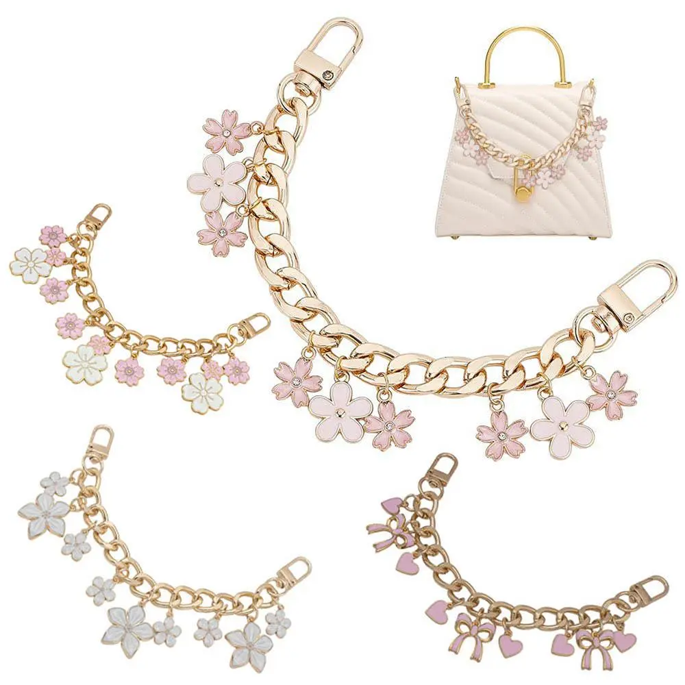 HOT Cherry Blossom Bag Pendant Chain Bow Heart Enamel Phone Charm Bag Chain Bag Extension Strap Crossbody Bag Accessories