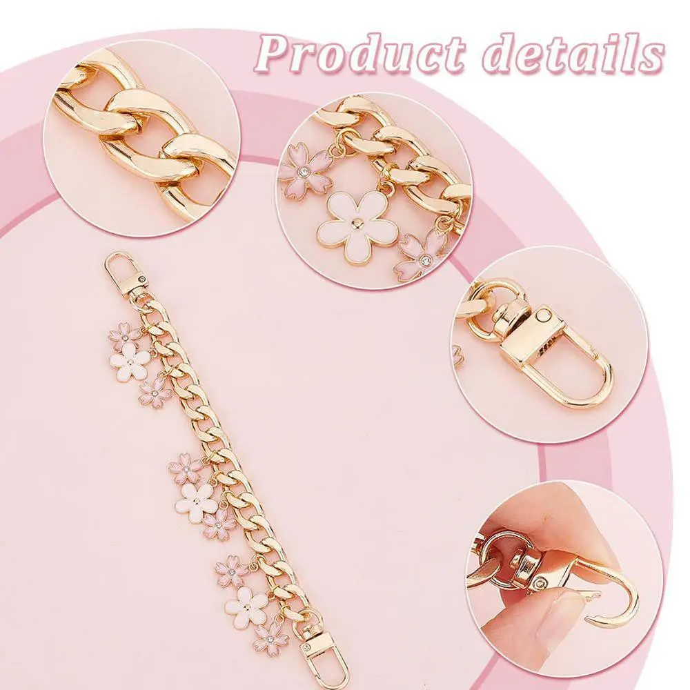 HOT Cherry Blossom Bag Pendant Chain Bow Heart Enamel Phone Charm Bag Chain Bag Extension Strap Crossbody Bag Accessories