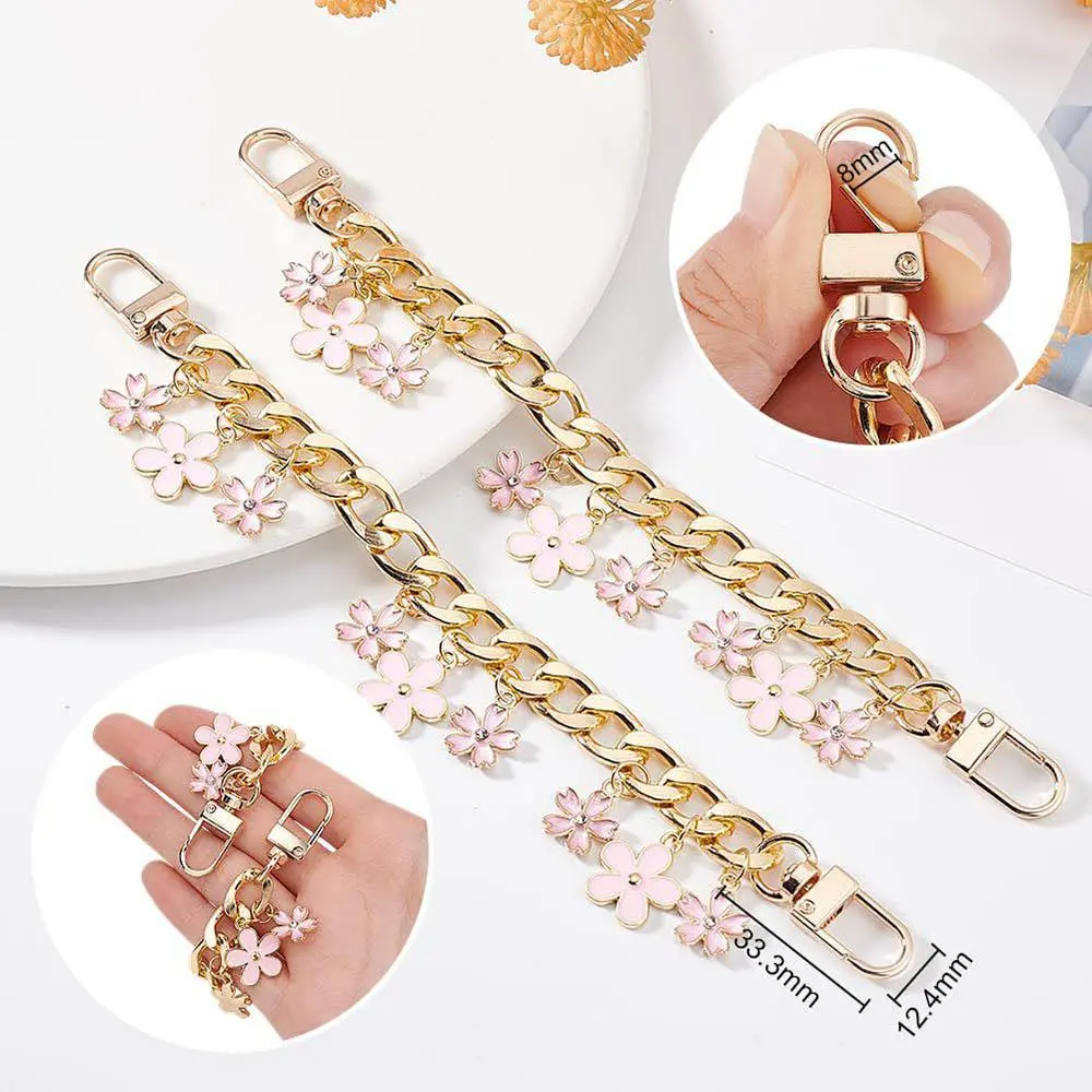 HOT Cherry Blossom Bag Pendant Chain Bow Heart Enamel Phone Charm Bag Chain Bag Extension Strap Crossbody Bag Accessories