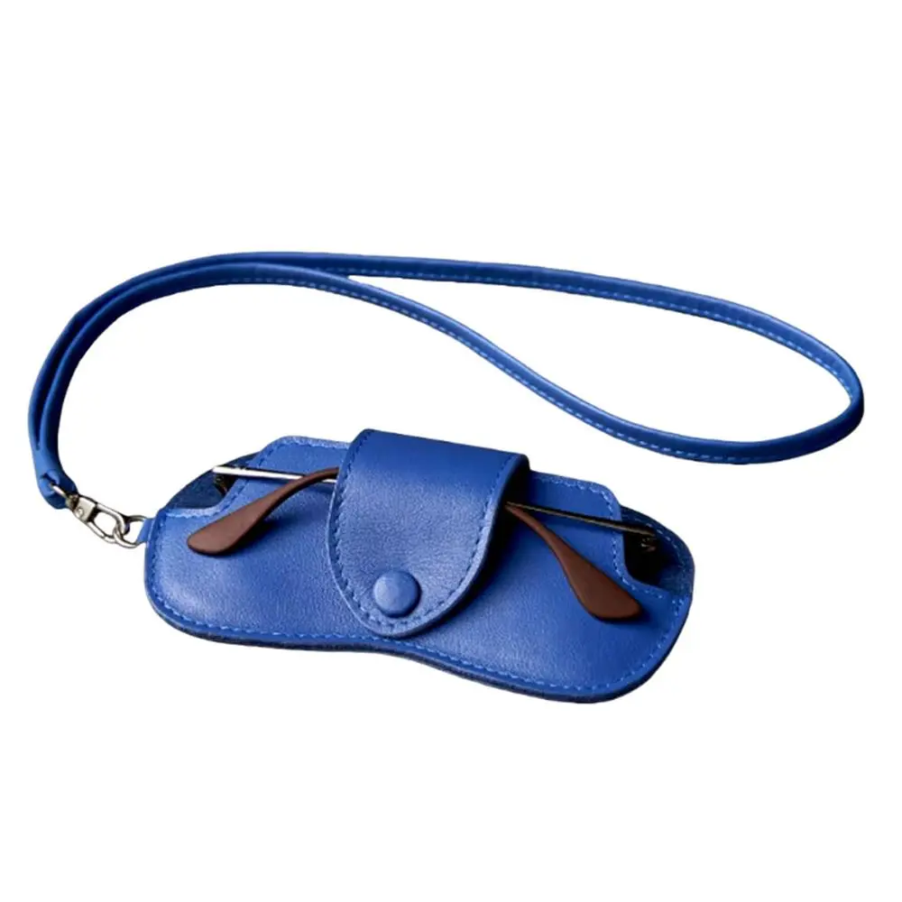 Fashion PU Double-sided Leather Eyeglasses Protective Cover Portable Leather Mirror Clip Neck Eyeglasses Bag Anti-lost Eyeglasse