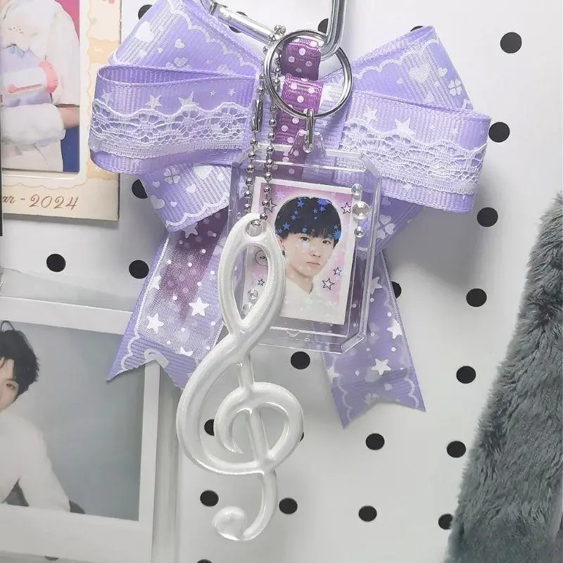 5pcs Korean Ins Music Note Keychain Colorful Reflective Pendants Backpack Key Chain Waterproof Keyring For Bag 10CM Keyring