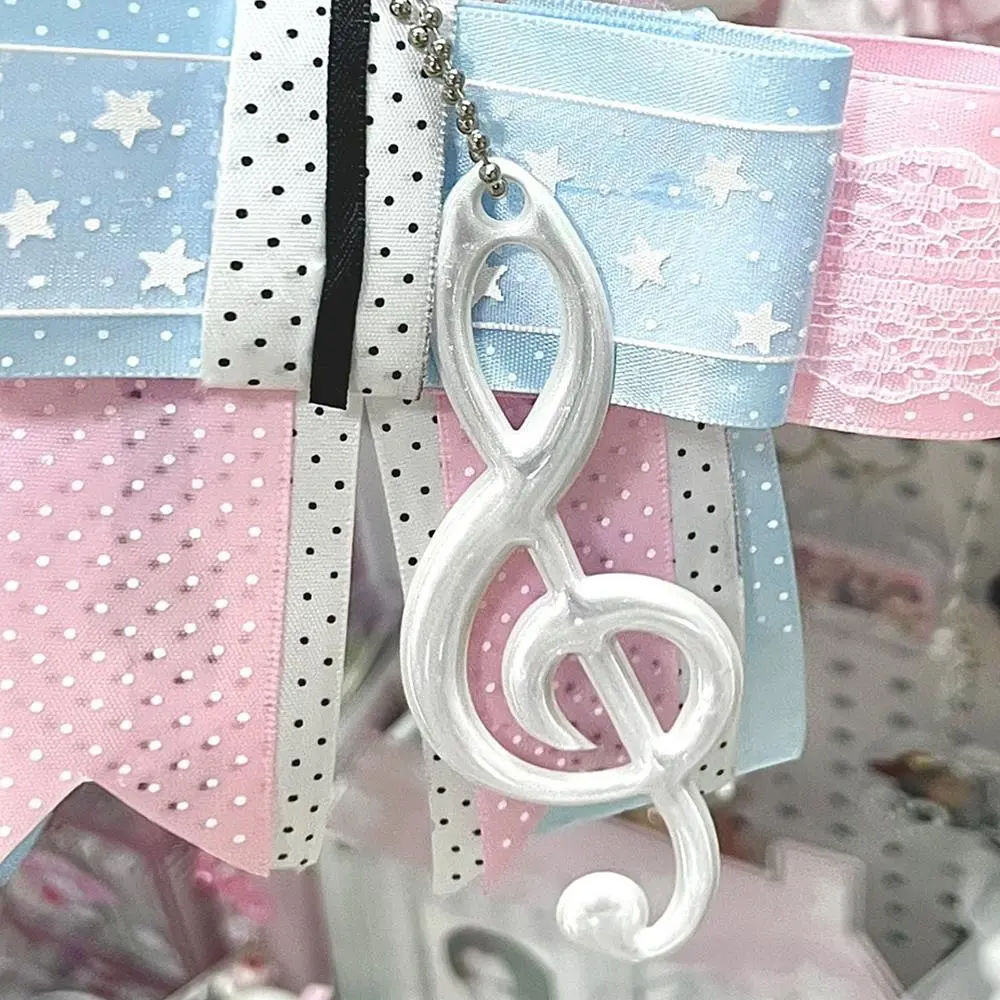5pcs Korean Ins Music Note Keychain Colorful Reflective Pendants Backpack Key Chain Waterproof Keyring For Bag 10CM Keyring