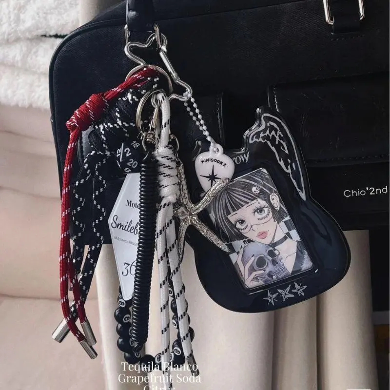 INS PVC Card Holder Bag Display Pendant DIY Korean Guitar Black White Photocard Holder Card Protective Sleeve Card Cases