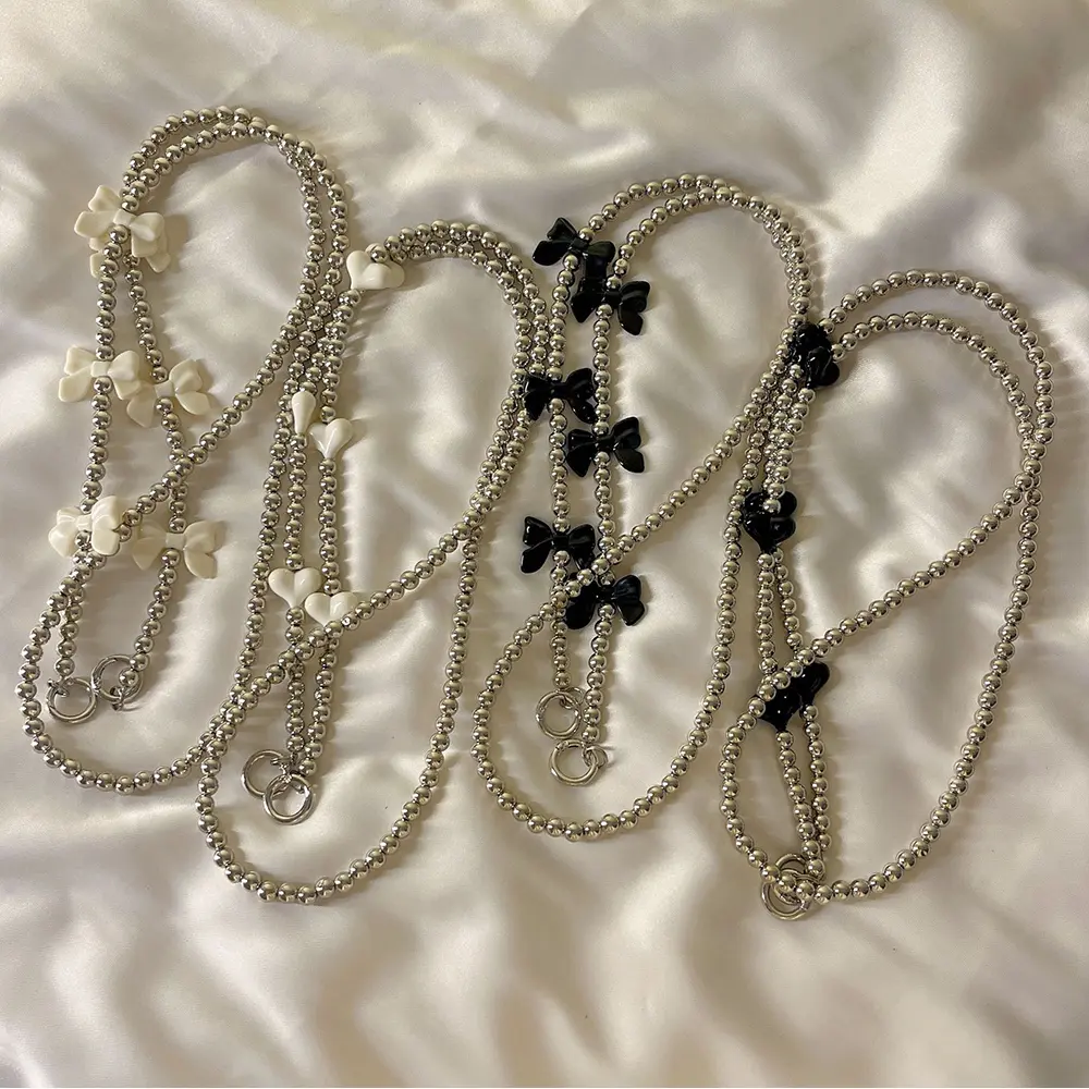 Personalized Bowtie Phone Chain Crossbody Long Personalized Black Phone Case Hanging Cord With Clip Small Bag Back Chain