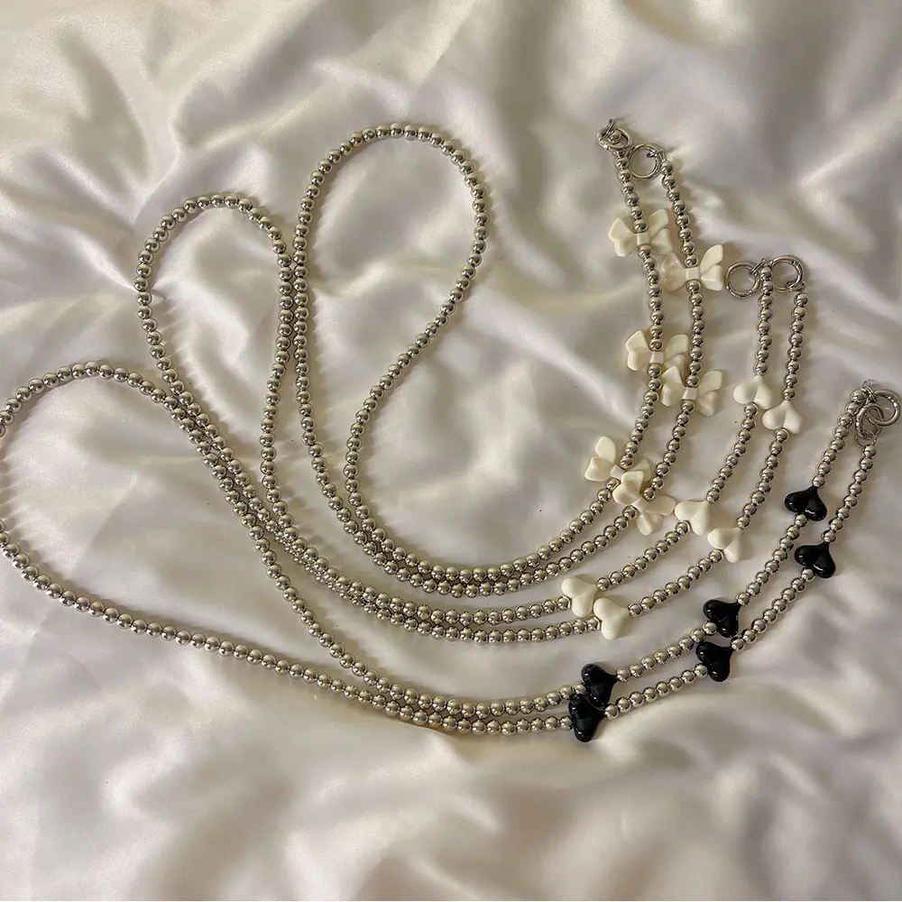 Personalized Bowtie Phone Chain Crossbody Long Personalized Black Phone Case Hanging Cord With Clip Small Bag Back Chain