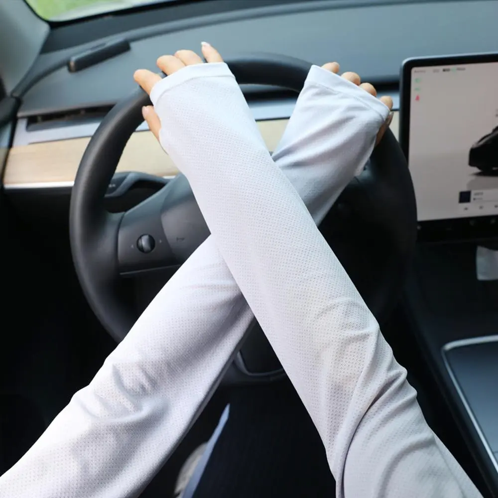 Ice Sleeve Summer Sun Protection Men's Ice Silk Sleeve Women's Thin Cycling Lengthening Loose Driving Sunshade Elbow Gloves
