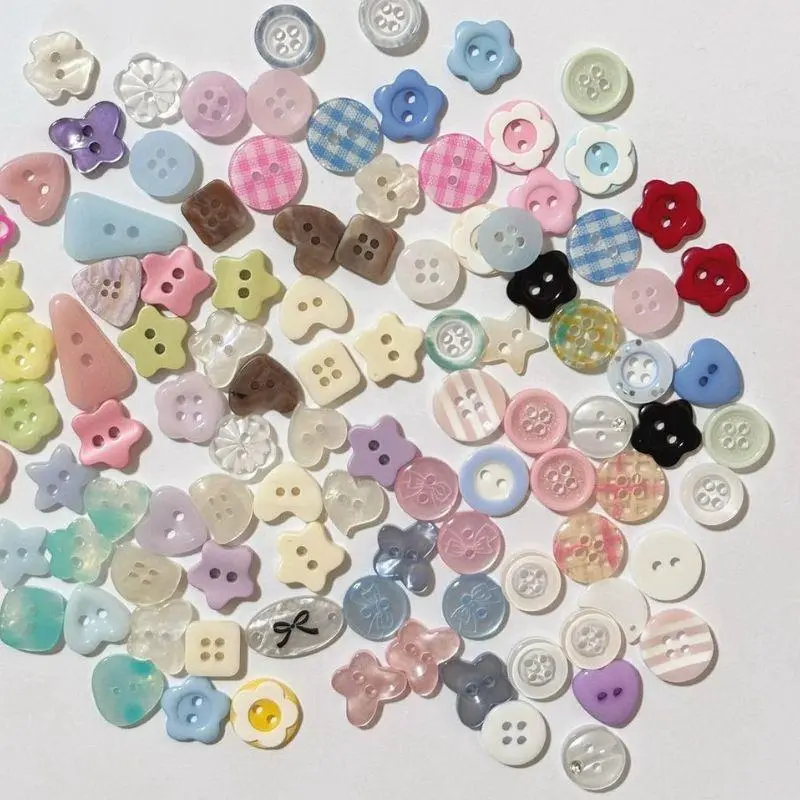 10pcs Cute Pink Randomly Button Acrylic Mixed Color 2/4-hole Sewing Exquisite DIY Handmade Accessories Decorative Materials