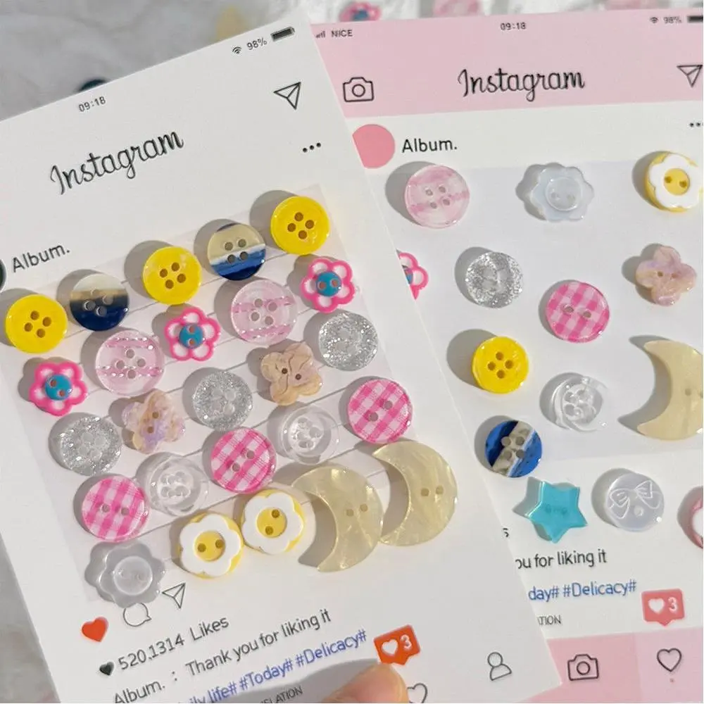 10pcs Cute Pink Randomly Button Acrylic Mixed Color 2/4-hole Sewing Exquisite DIY Handmade Accessories Decorative Materials