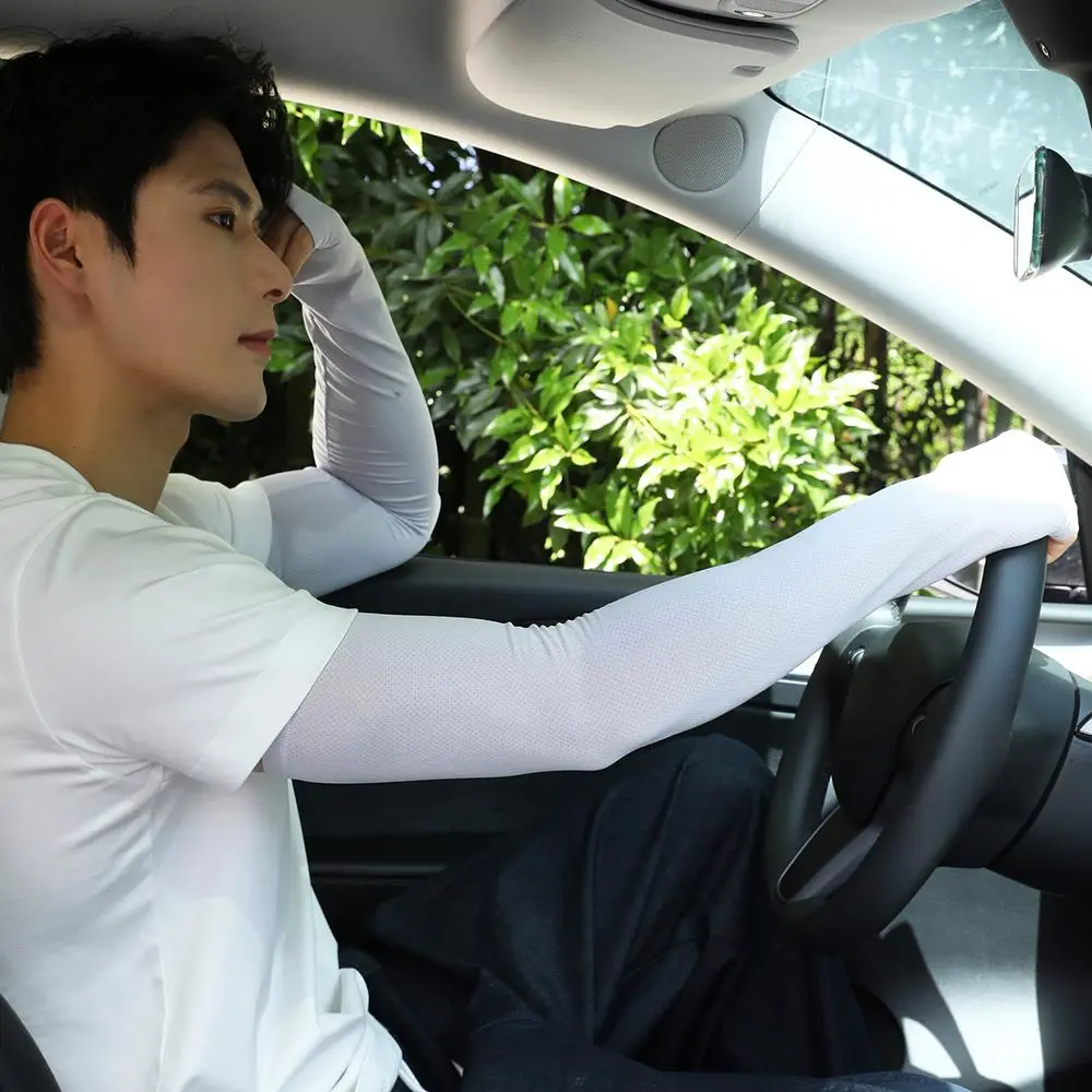 Ice Sleeve Summer Sun Protection Men's Ice Silk Sleeve Women's Thin Cycling Lengthening Loose Driving Sunshade Elbow Gloves