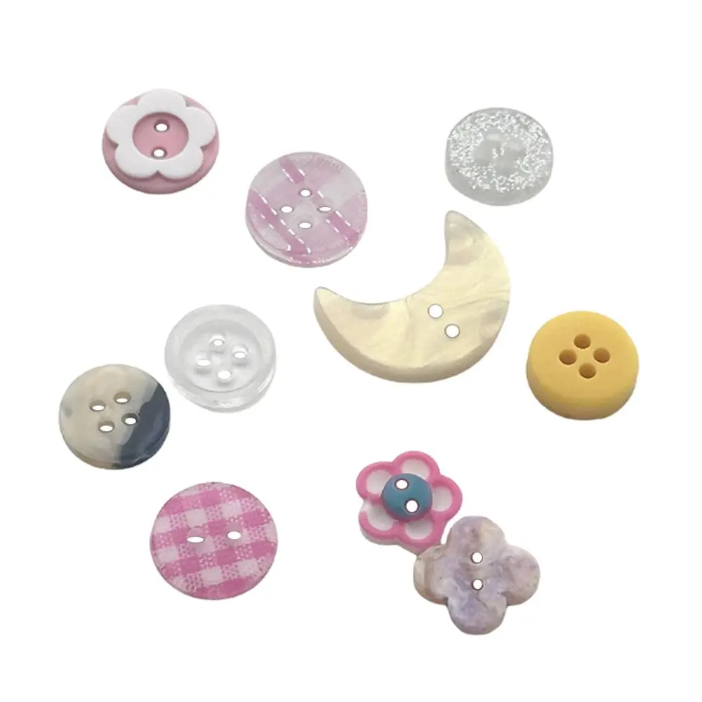 10pcs Cute Pink Randomly Button Acrylic Mixed Color 2/4-hole Sewing Exquisite DIY Handmade Accessories Decorative Materials