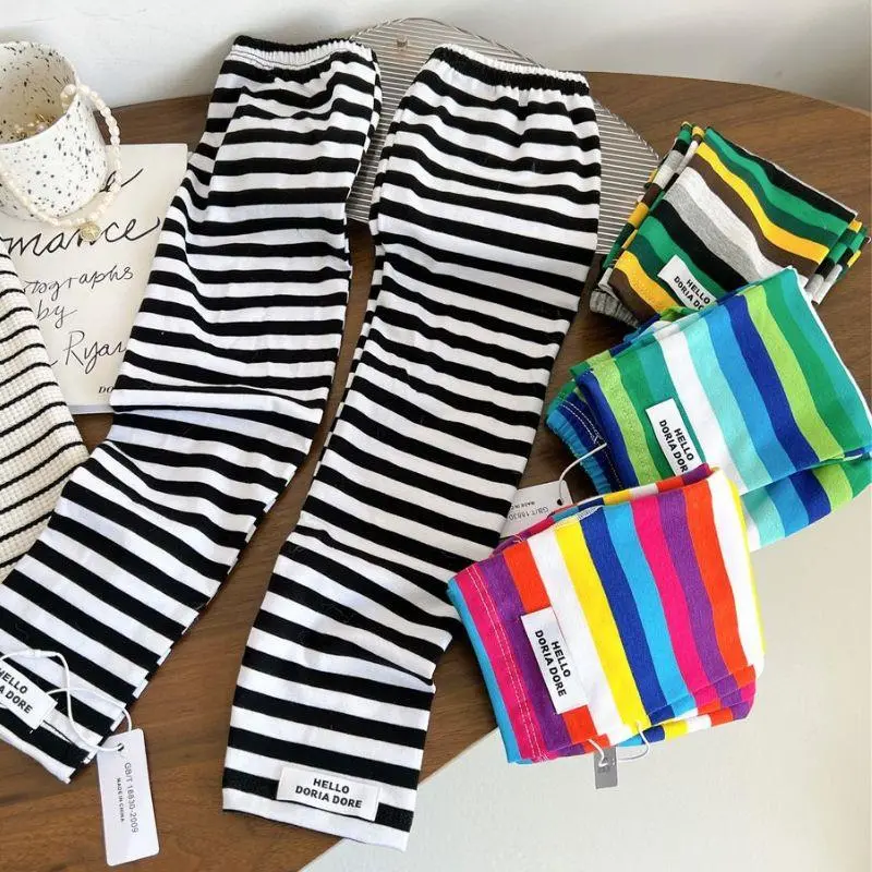 2025 Y2k Girls Striped Ice Silk Breathable Sleeve Cover Anti-sunburn Arm Sleeves Women UV Cycling Oversleeve Loose Golves
