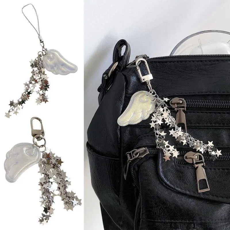 Delicate Wings Stars Keychain For Phone Creative Lanyard Key Chain Bag Phone Pendant Chain Y2K Kpop Jewelry ?Girls Gift