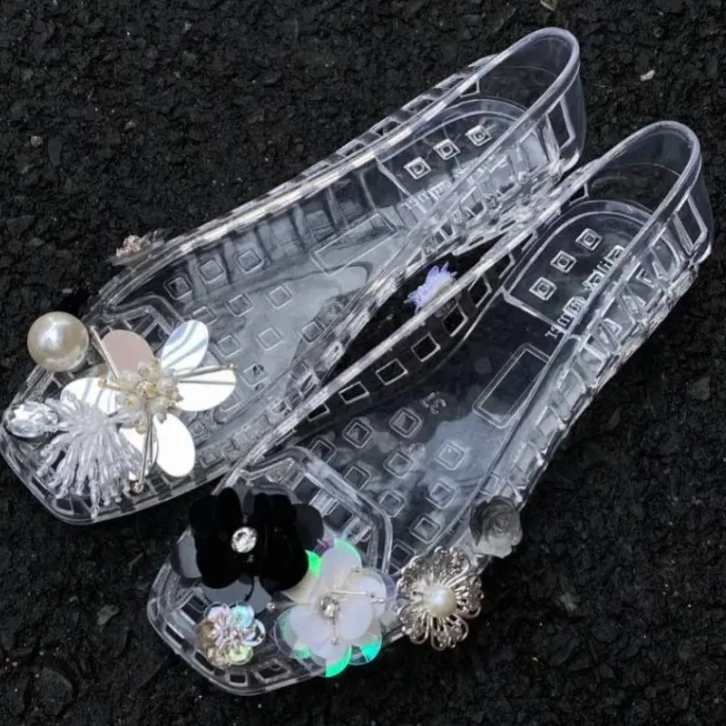 Jelly Shoe Decorations Exquisite Sequin Flowers Beaded Shoe Charms Shiny Pearl Sequin Jelly Shoe Flowers DIY Hole Shoe Accessory