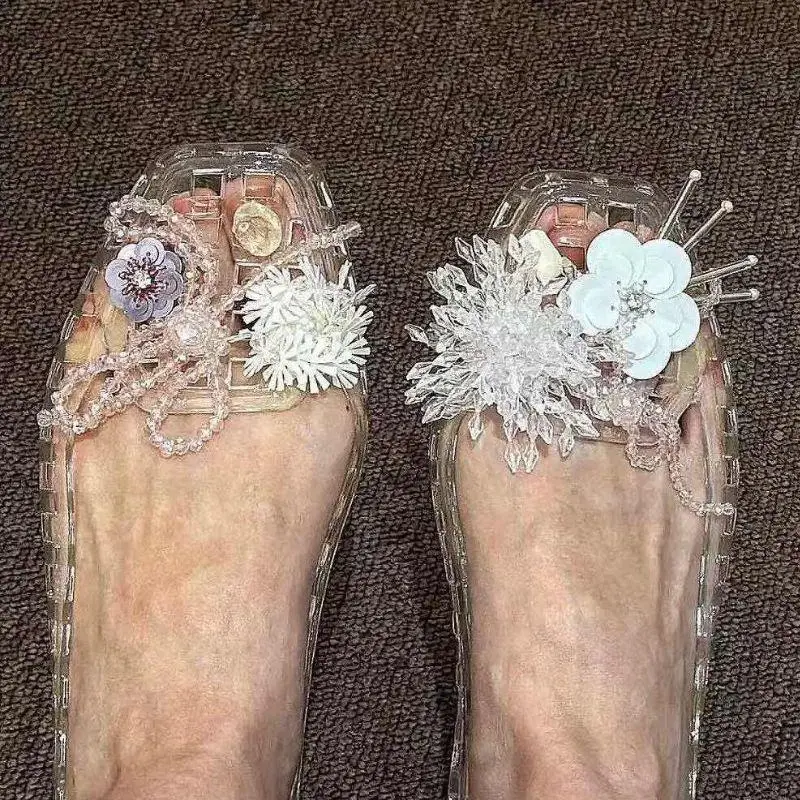 Shiny Flower Metal Shoe Charms Korean Pearl Sequin Jelly Shoe Flowers Beaded Buckles DIY Hole Shoe Accessory Sandals Decoration