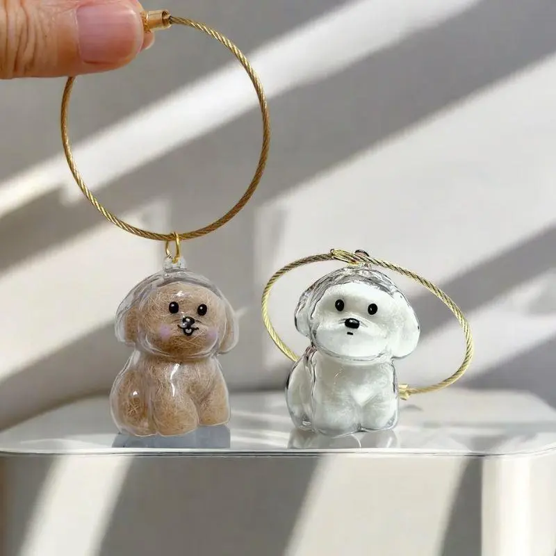 Pet Hair Keepsake Box Memorial Bottle For Dog Fur Storage Container For DIY Decoration Gift For Pet Lovers Home Display Keychain
