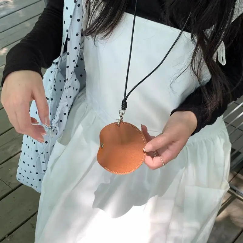 Hanging Neck Pouch Durable Headphone Storage Bag For Outdoor Biking Small Leather Bag Pendant Handy Small Object Storage Bag