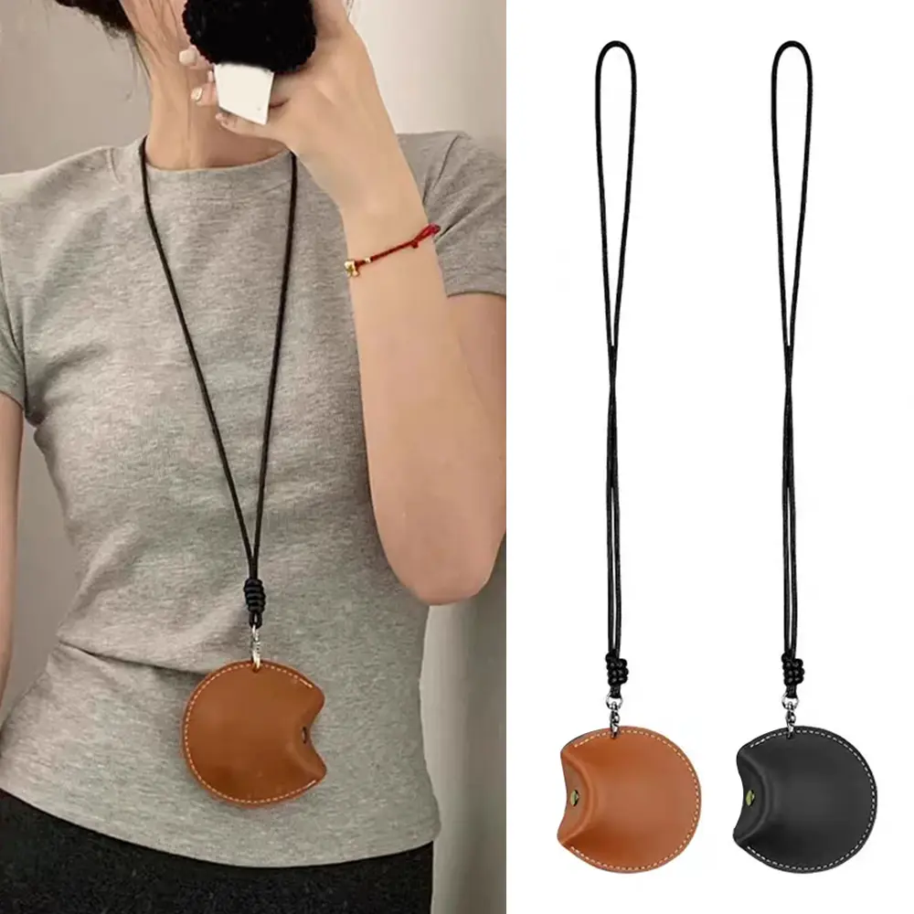 Hanging Neck Pouch Durable Headphone Storage Bag For Outdoor Biking Small Leather Bag Pendant Handy Small Object Storage Bag