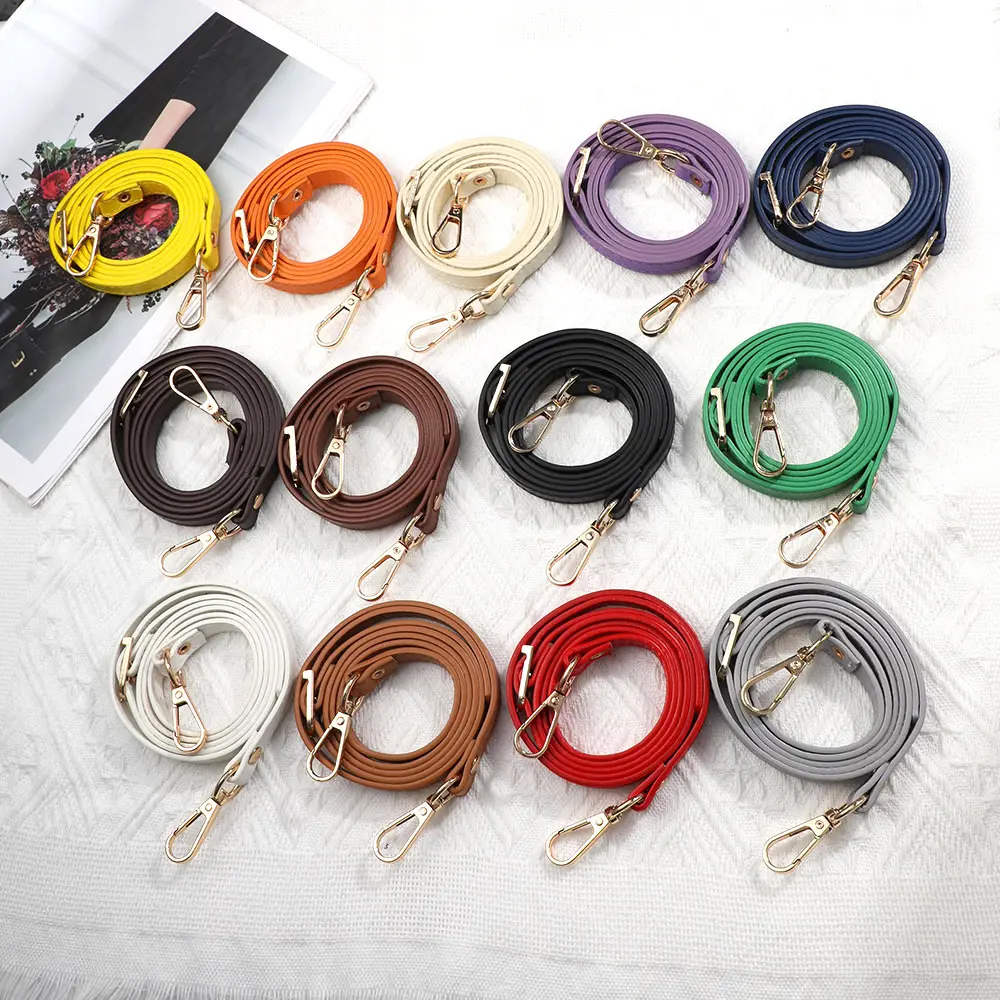 128cm PU Leather Bag Strap Long Adjustable Crossbody Strap Bag Belt Replacement Belt Shoulder Strap 1.2cm Wide Bags Handles