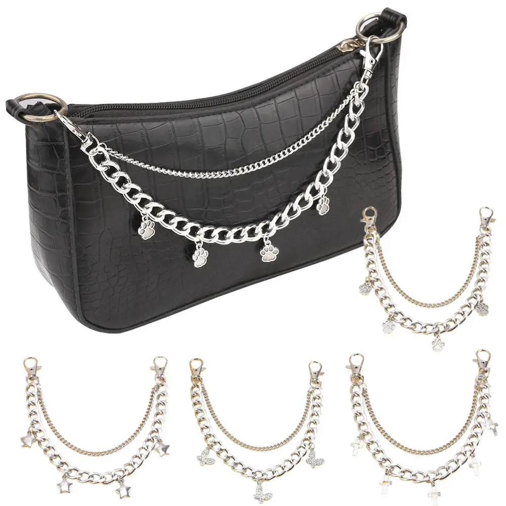 Y2k Metal Chain Strap For Bags Multi-layer Decorative Chain Exquisite Halloween DIY Purse Chain Replacement Bag Accessories