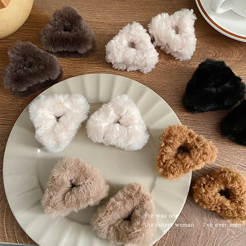 Forehead Bangs Small Claw Clip Plush Cat Ear Hair Clip Fluffy Hairgrips Hair Accessories Plush Cashmere Hairpin Animal Ear Sweet