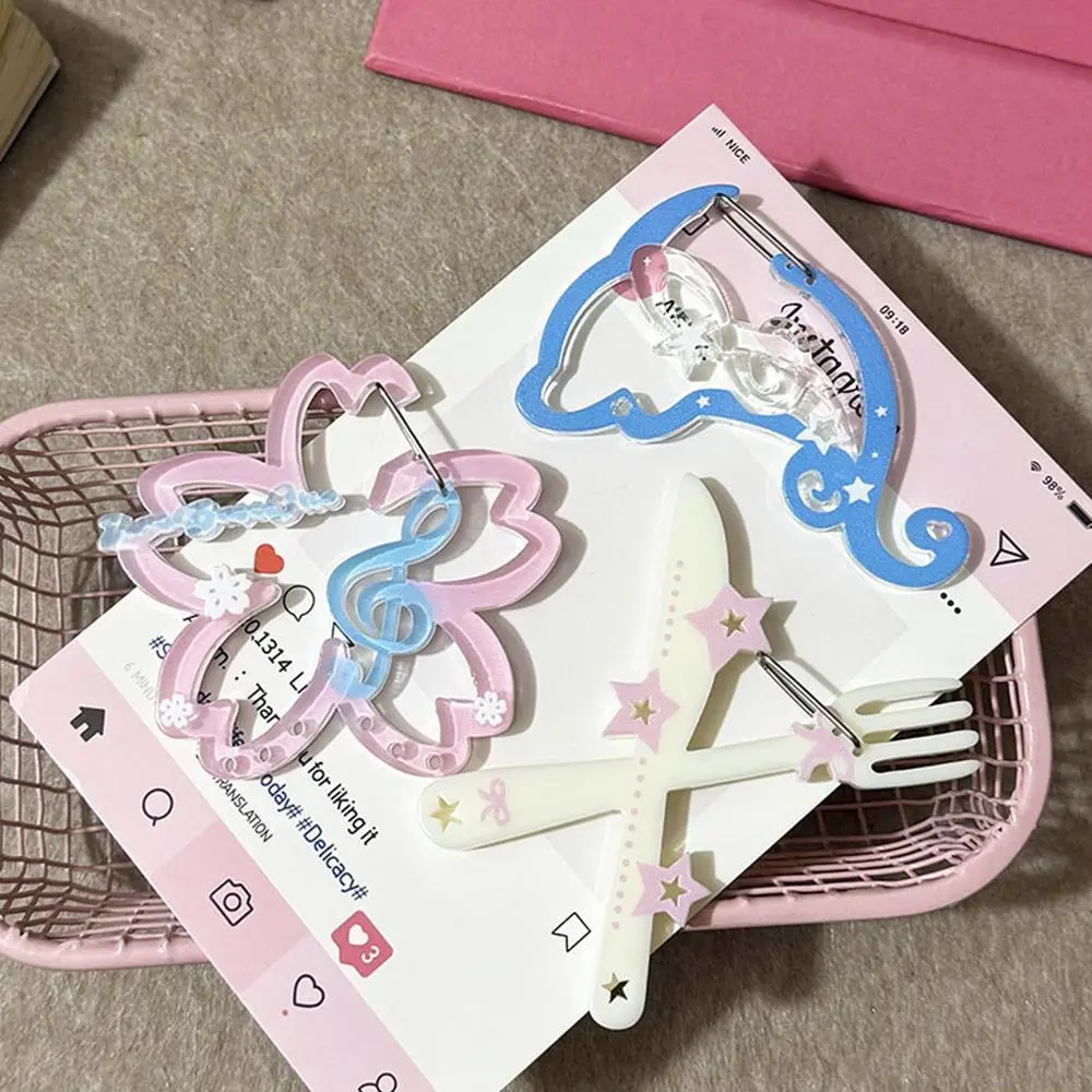 Acrylic Musical Notes Keychain Carabiner Backpack Pendant Bag Charm Korean Handbook Decor Cherry Blossom Dolphin Shape Carabiner