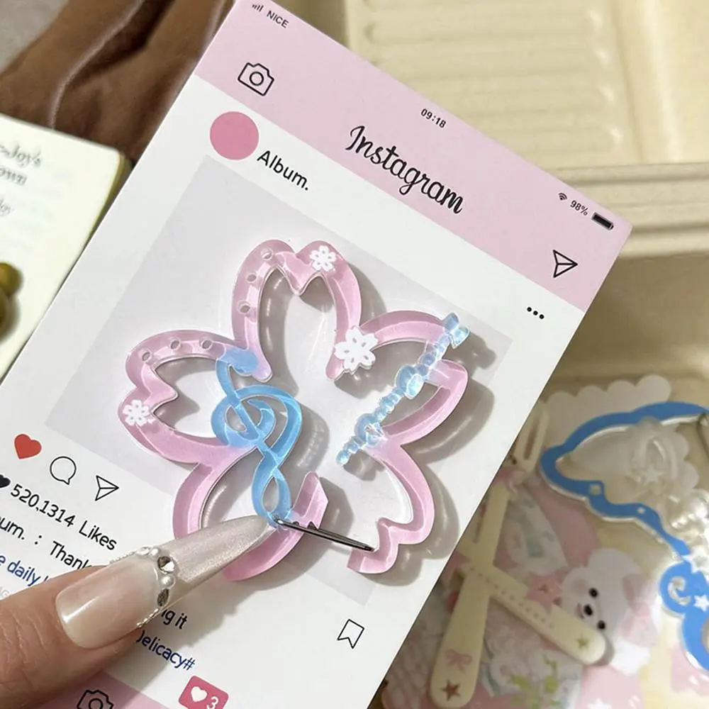 Acrylic Musical Notes Keychain Carabiner Backpack Pendant Bag Charm Korean Handbook Decor Cherry Blossom Dolphin Shape Carabiner