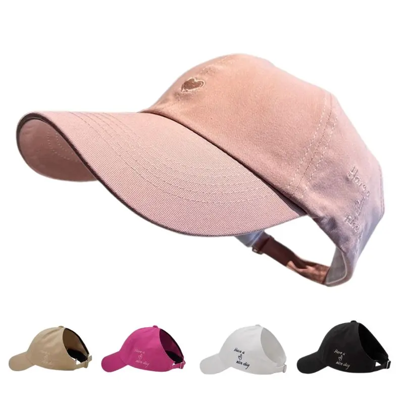 2024 Children Girls Ponytail Baseball Caps Sun Hats Baseball Caps Adjustable Solid Color Love Heart Designs Peaked Caps Hat