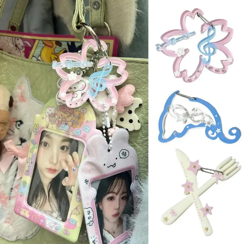 Acrylic Musical Notes Keychain Carabiner Backpack Pendant Bag Charm Korean Handbook Decor Cherry Blossom Dolphin Shape Carabiner