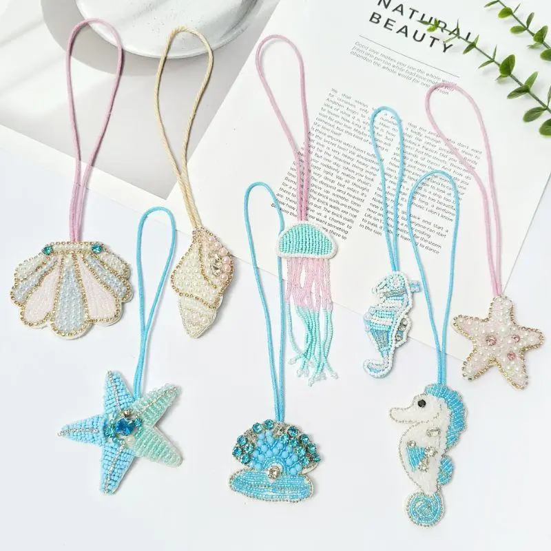 3D Handmade Rhinestone Beaded Coconut Tree, Butterfly Hanging Rope Patches Crystal Bag Lanyard Patch Beading Applique Patch