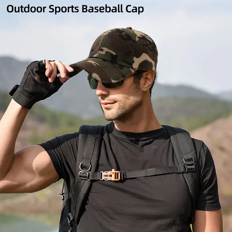 Unisex Camo Baseball Cap Camouflage Hat Adjustable Outdoor Sunscreen Quick-Drying Cap UV Protection Camping Hunting Hat