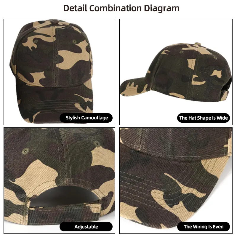 Unisex Camo Baseball Cap Camouflage Hat Adjustable Outdoor Sunscreen Quick-Drying Cap UV Protection Camping Hunting Hat