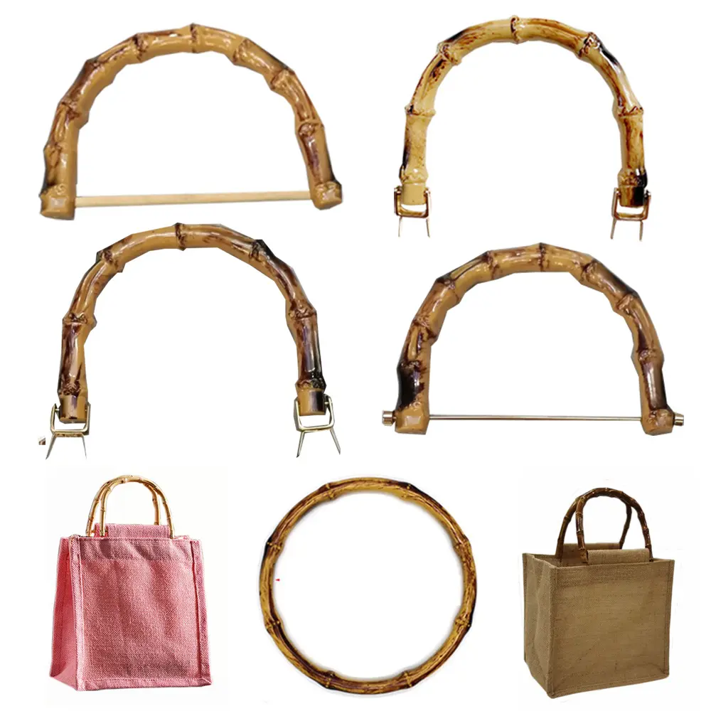 Black U Shaped Imitate Bamboo Bag Handle For Lady Purse Handcrafted Handbag Tote Handle With D Buckle Bag Handle Bag Accessories
