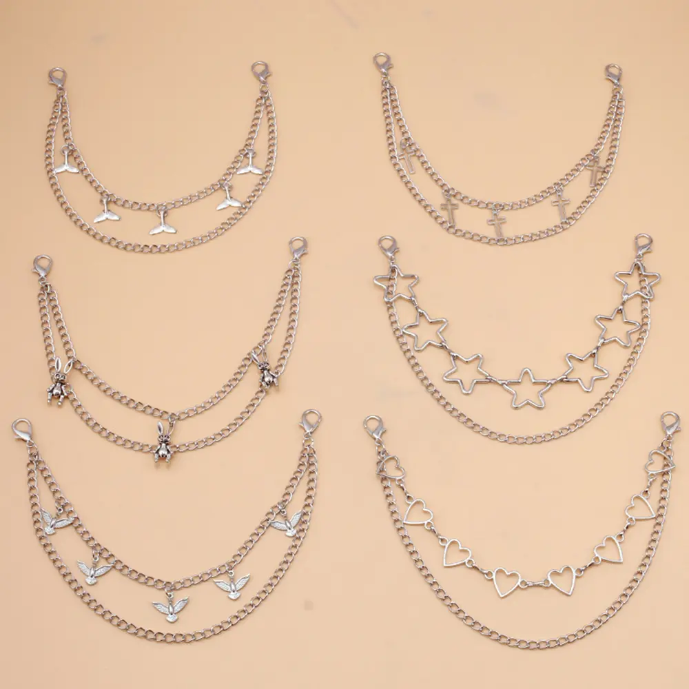 Y2k Metal Chain Strap For Bags Multi-layer Bag Chain Personality Bag Handle Pendant Fashion Delicate Metal Chain Ornaments