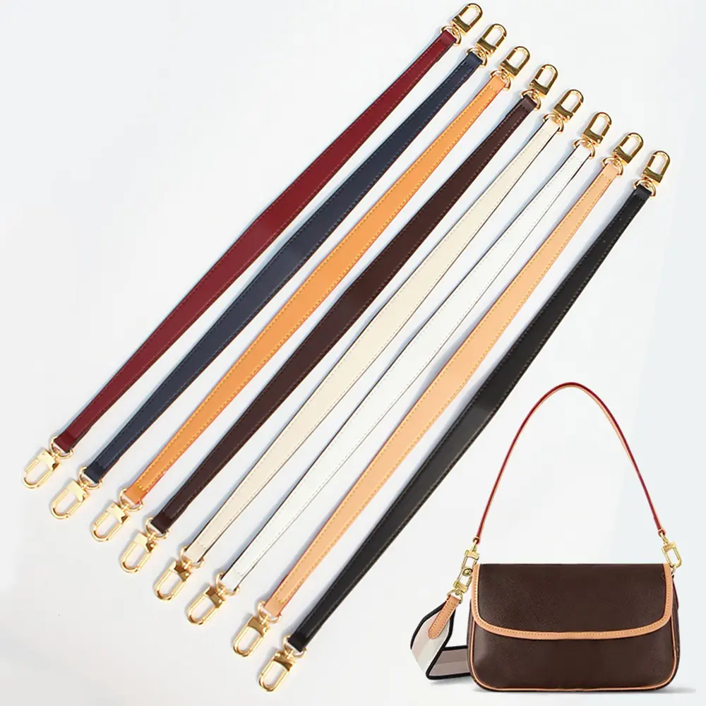 56cm Leather Bag Strap Handles Golden Buckle Replacement Bag Belt Short Shoulder Belt Bag Accessories Armpit Bag Hand Bag Belt