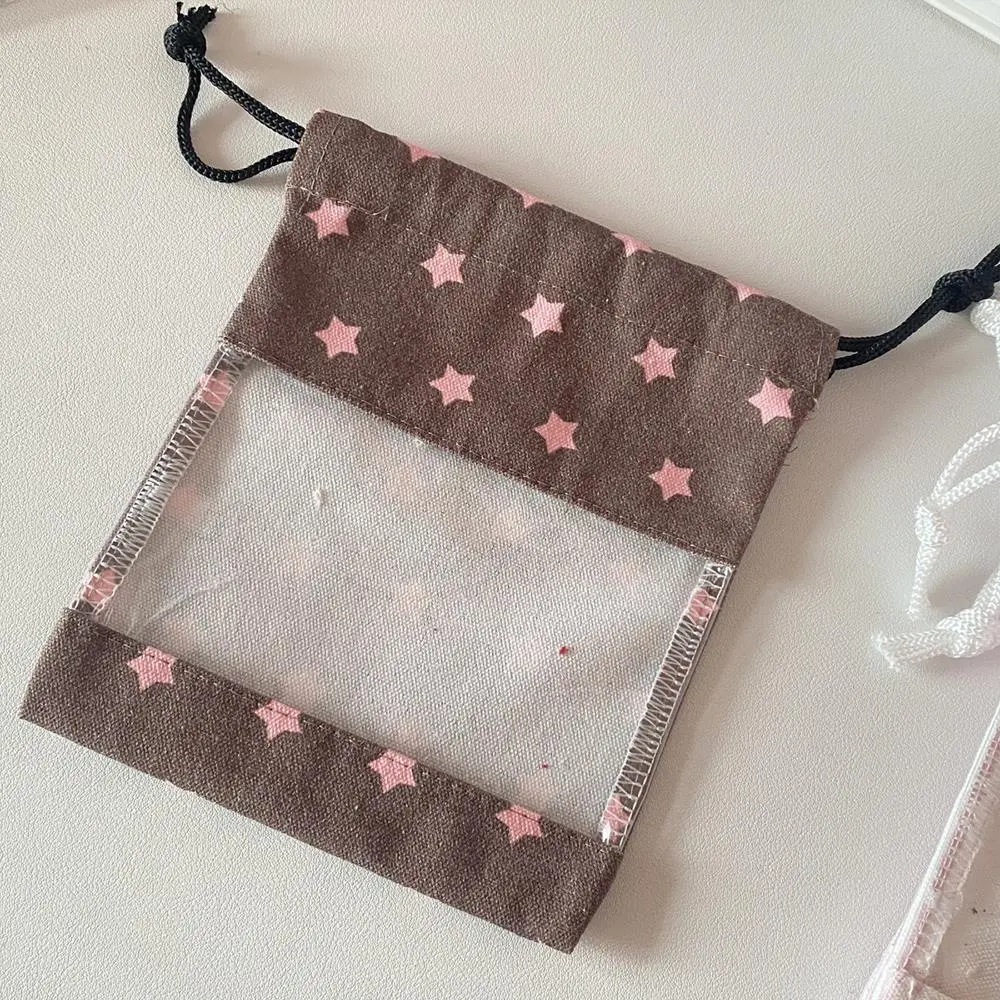 Korean Stars Beam Drawstring Bag Cute Strawberry Musical Notes Dustproof Storage Bag Portable Stationery Bag Makeup Pouch