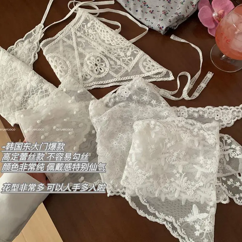 Women's Skirt Triangle Short Skirt Half Skirt Butt Curtain Skirt Lace Trim Small Apron Soft Lace Stacked Russian Style Headscarf