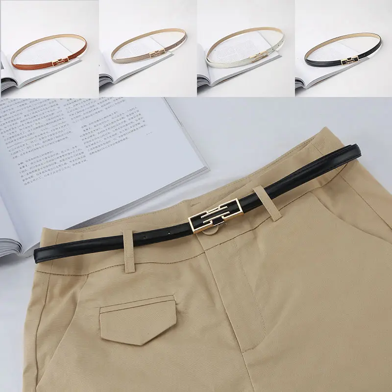 luxury designer Belts for women Thin Gold Buckle PU Leather Waist Belt for Lady Pants Dress Waistband Fashion waist chain