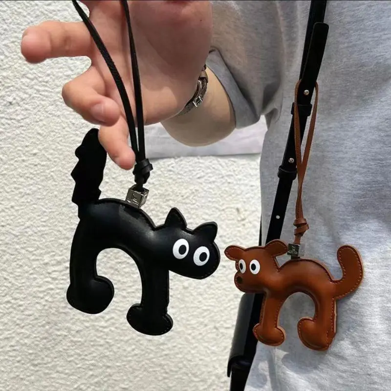 Premium Sausage Cute Dog Cat PU Leather Pendant Suitable For Mobile Phone Bag Pendant Accessories Keychain Couple Pendant