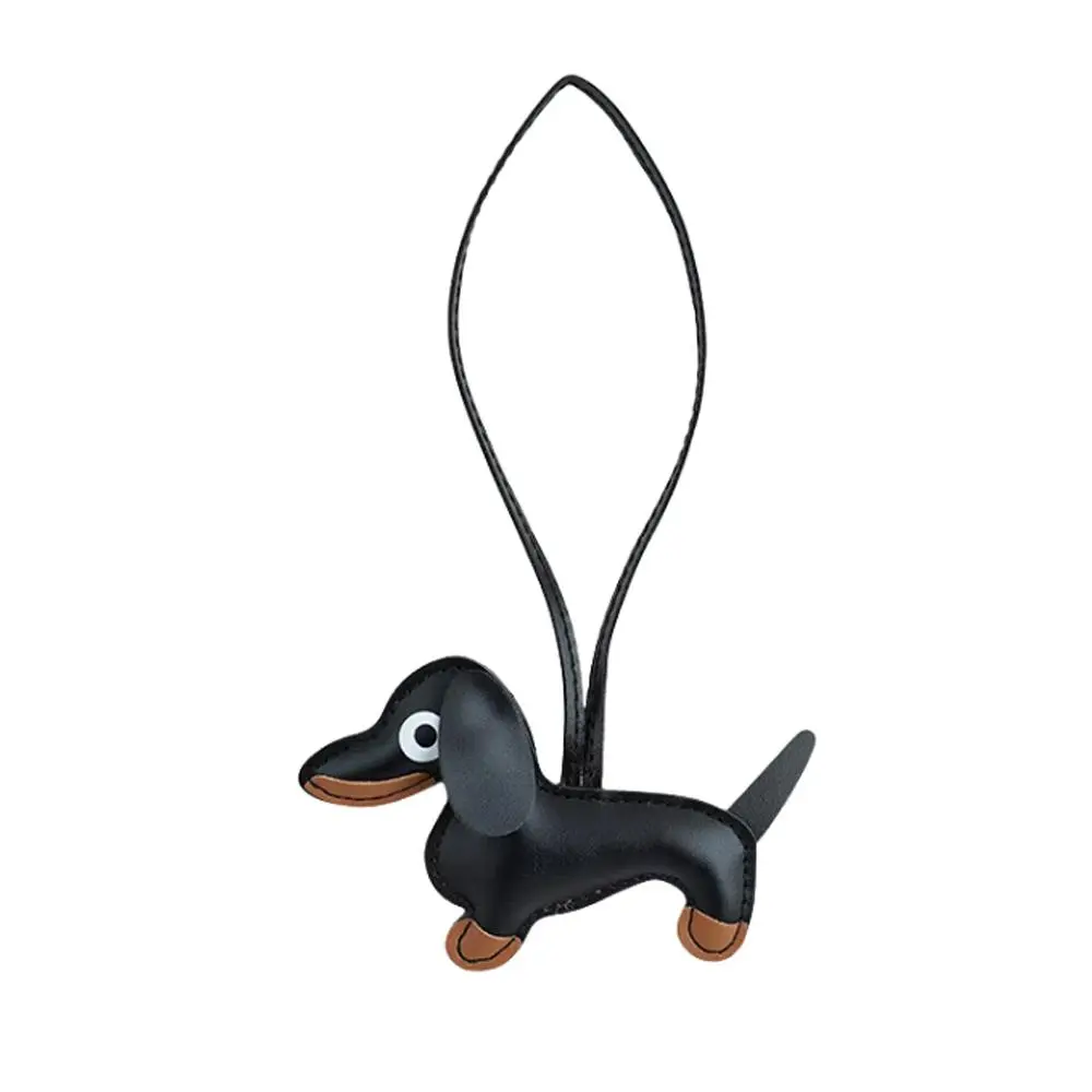 Mini Sausage Dog Keychain PU Leather Animals Keyring Hanging Ornament Backpack Handbag Charm Gift For Men Women Korean Bag Charm