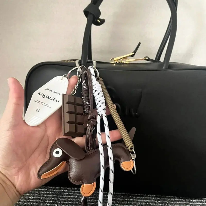 Premium Sausage Cute Dog Cat PU Leather Pendant Suitable For Mobile Phone Bag Pendant Accessories Keychain Couple Pendant