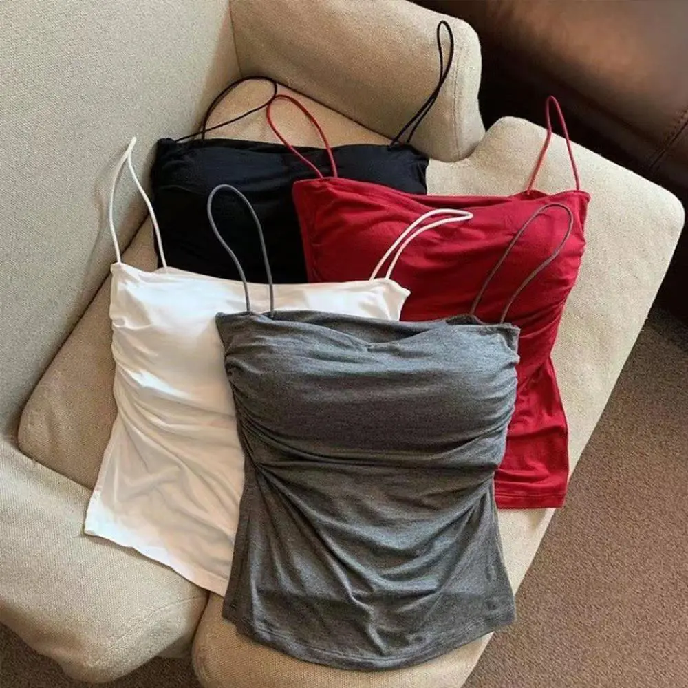 Sexy Sleeveless Tank Tops Women Casual Vest Crop Camisole Seamless Sports Underwear With Chest Pads Summer Female Bra Lingerie