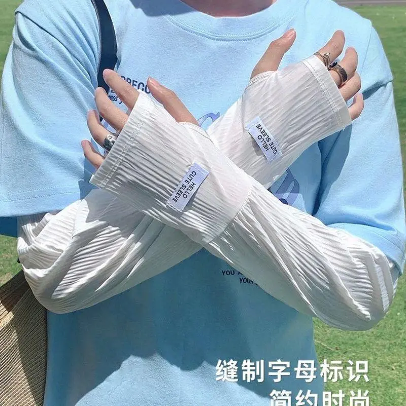 Ladies Ice Silk Sleeves Covers Driving Sun Protection Arm Guard Summer Fashion Pure Color New Arrival Youth Universal Gloves