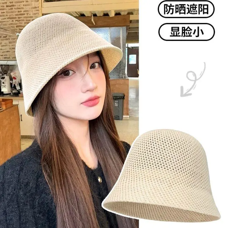 Women Bucket Hat Summer Hollow Out Thin Breathable Sun Hat Female Beach Panama Cap Fold Outdoor Japanese Lesure Fishierman Cap