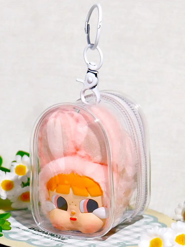 Transparent Classic Thicken Zippers Wallet Keychain Doll Bag Plush Dolls Storage Mystery Case Storage Pouch Organizer Box