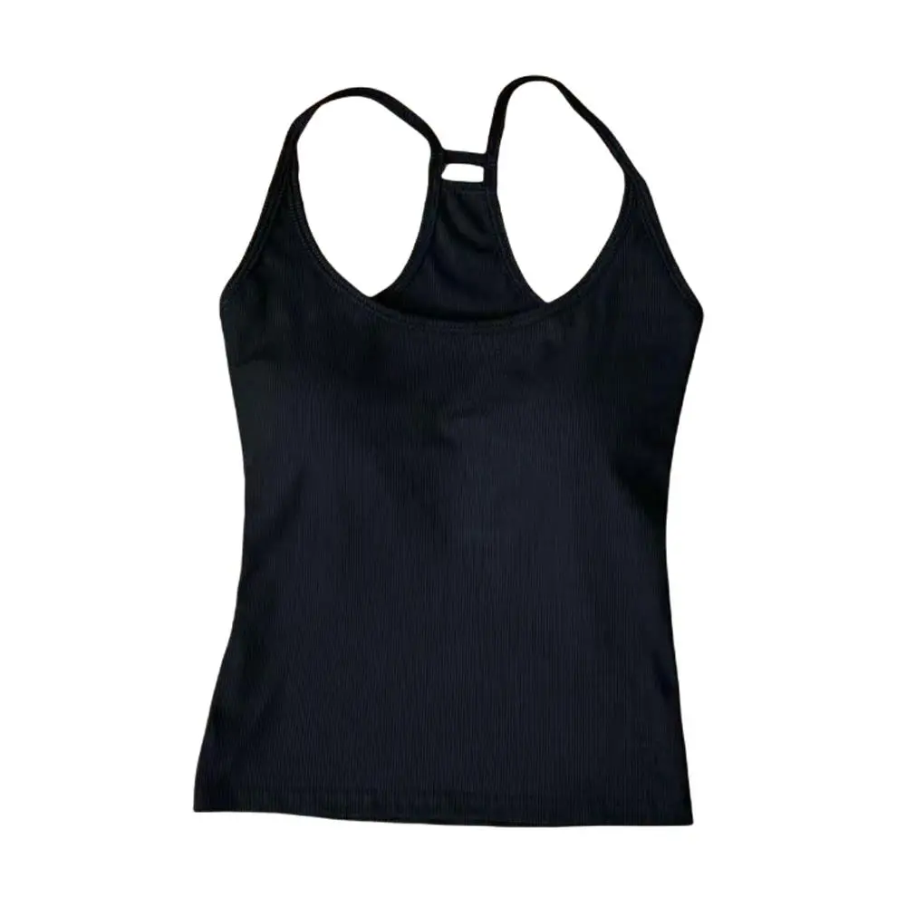 Korean Women's Solid Color Spaghetti Straps Sleeveless Slim Camisole With Chest Pad Wear Base Layer Summer Outdoor Wear