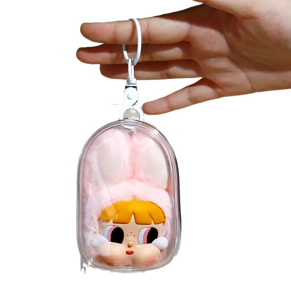 Transparent Classic Thicken Zippers Wallet Keychain Doll Bag Plush Dolls Storage Mystery Case Storage Pouch Organizer Box
