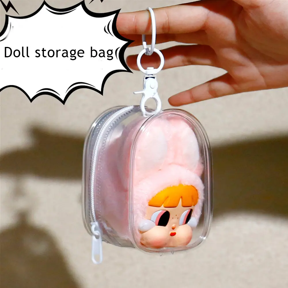 Transparent Classic Thicken Zippers Wallet Keychain Doll Bag Plush Dolls Storage Mystery Case Storage Pouch Organizer Box