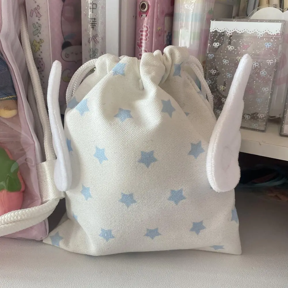 Chic Star Angel Wings Canvas Storage Bag With Drawstring Dustproof Organizer For Travel Cosmetics Organizer Bag Makeup Pouch